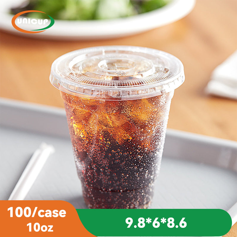 100 Pack 10oz Clear Plastic Cups With Lids, Disposable Iced Coffee Cup