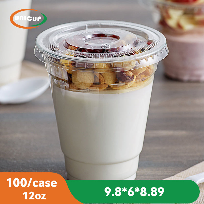 12oz platic cup that takes disposable lid 100 Pack 12oz Clear Plastic Cups With Lids, Disposable Iced Coffee Cup