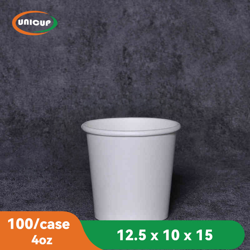 100 Pack 4oz Paper Cups, Coffee Cups, White Paper Hot/Cold Disposable
