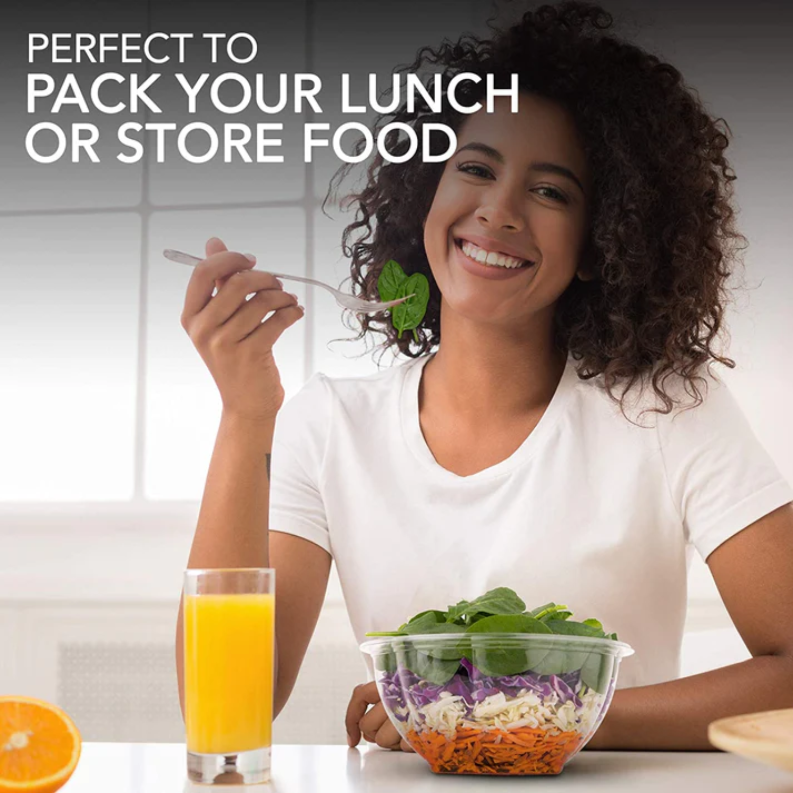 Unicup 32oz Disposable Plastic Salad Bowls with Lid (150Count)