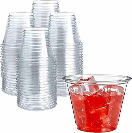 Unicup [100 sets] Crystal Clear PET Plastic Cups with Lids for Water, Juice, Soda, Ice Coffee Plus 250ct Paper Straws for FREE