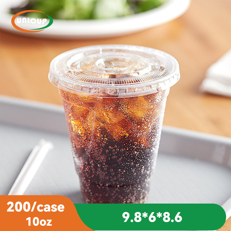 200 Pack 10oz Clear Plastic Cups With Lids, Disposable Iced Coffee Cups with Flat Lids