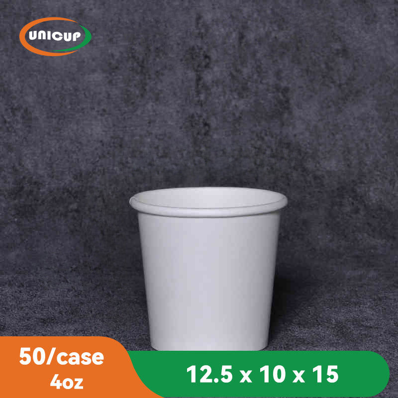 50 Pack 4oz Paper Cups, Coffee Cups, White Paper Hot/Cold Disposable Beverage Drinking Cup for Water, Juice, Coffee, Tea