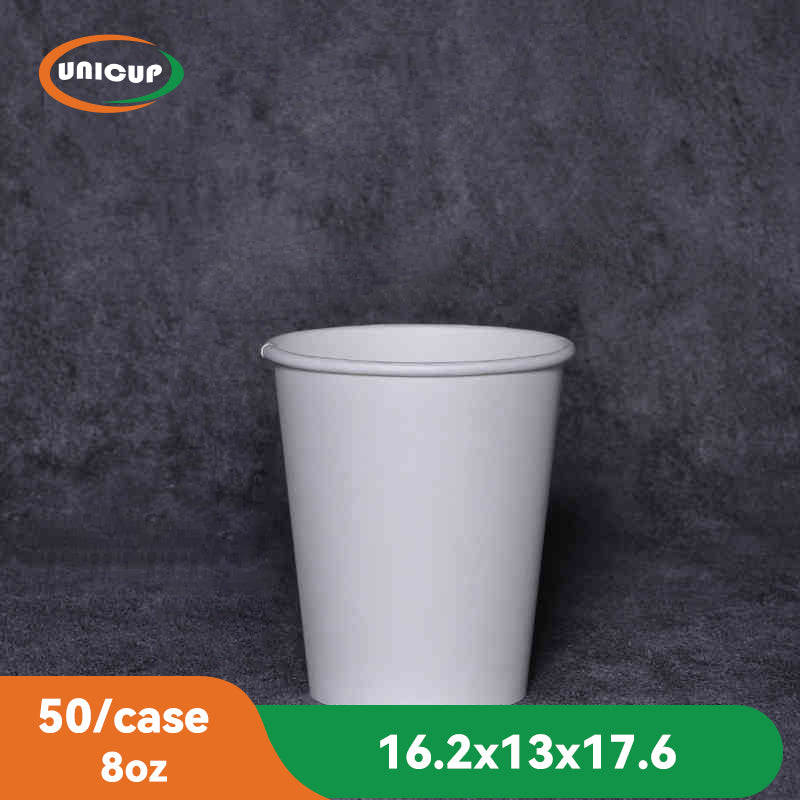 50 Pack 8oz Paper Cups, Coffee Cups, White Paper Hot/Cold Disposable Beverage Drinking Cup for Water, Juice, Coffee, Tea