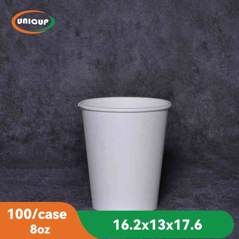 100 Pack 8oz Paper Cups, Coffee Cups, White Paper Hot/Cold Disposable Beverage Drinking Cup for Water, Juice, Coffee, Tea