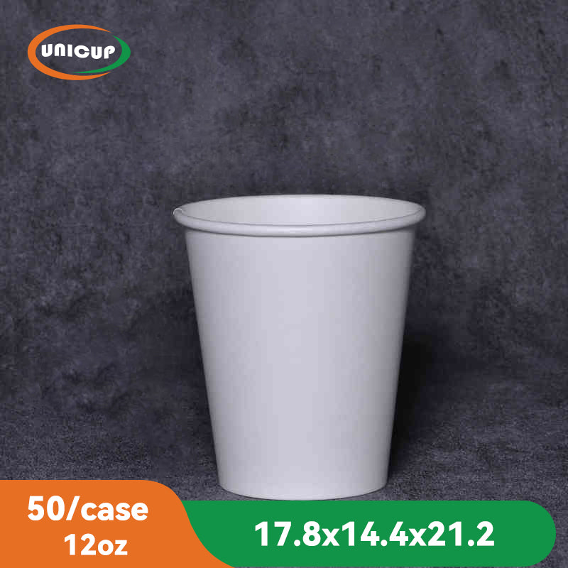 50 Pack 12oz Paper Cups, Coffee Cups, White Paper Hot/Cold Disposable Beverage Drinking Cup for Water, Juice, Coffee, Tea