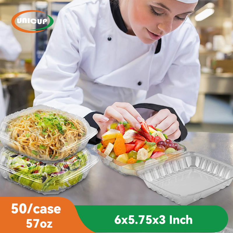 OPS Disposable Clamshell Dessert Container 57oz 50Pcs