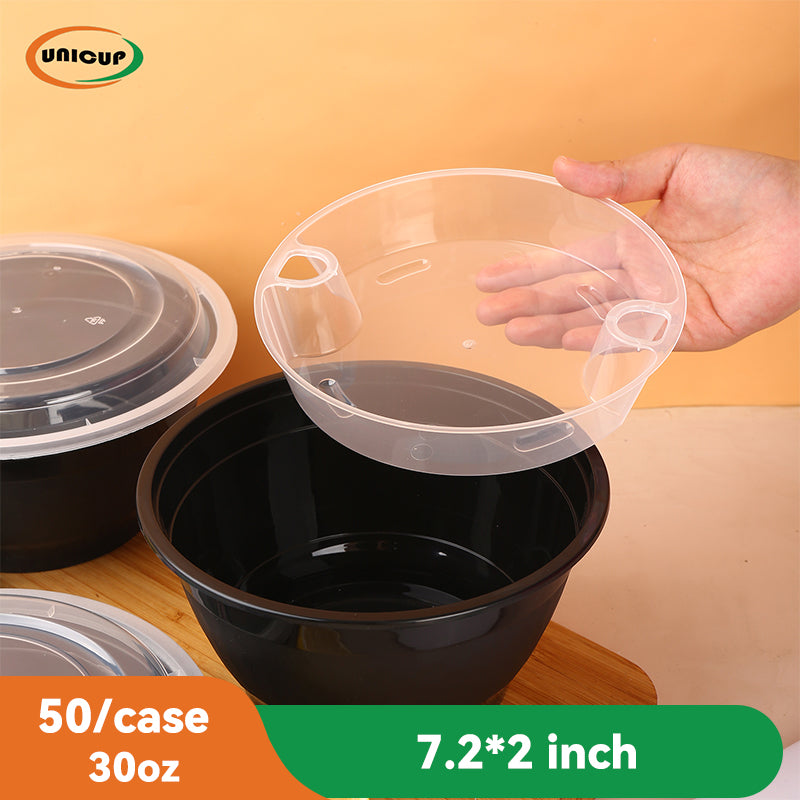 50Pack 30oz Plastic Food Storage Containers with Lids - Reusable Plastic Containers with Lids