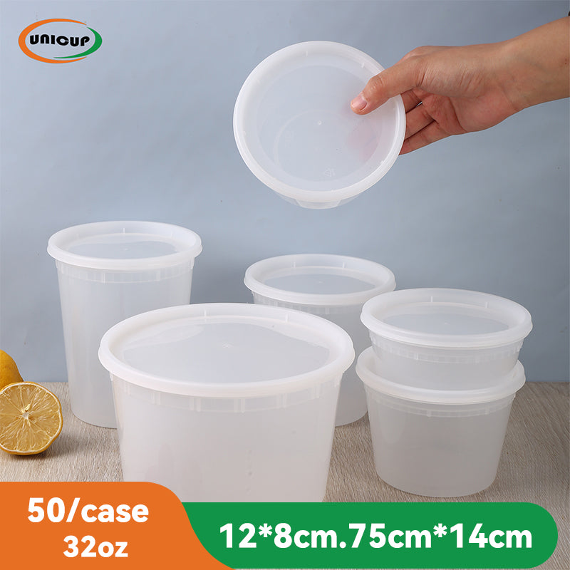 32oz 50Packs Plastic Deli Containers with Lids - Disposable Food Stora