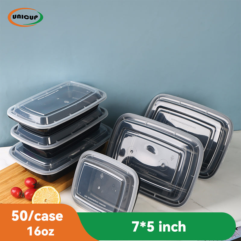 50 Pack 16oz Meal Prep Containers 1 Compartment Single Lids Food Storage Bento BPA Free | Stackable | Reusable Lunch Boxes