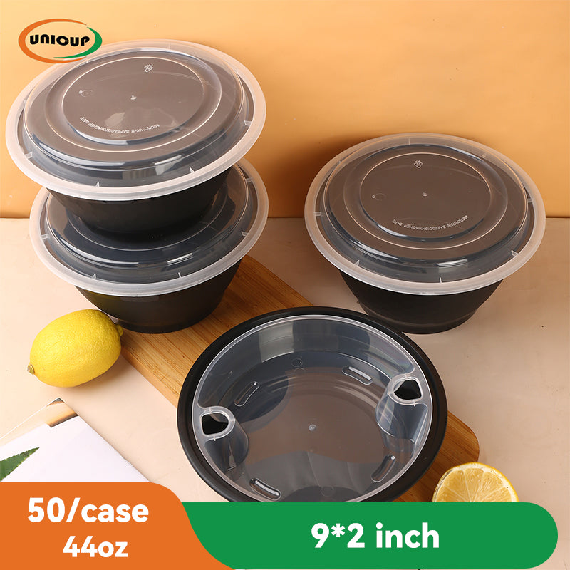 50Pack 44oz Plastic Food Storage Containers with Lids - Reusable Plastic Containers with Lids