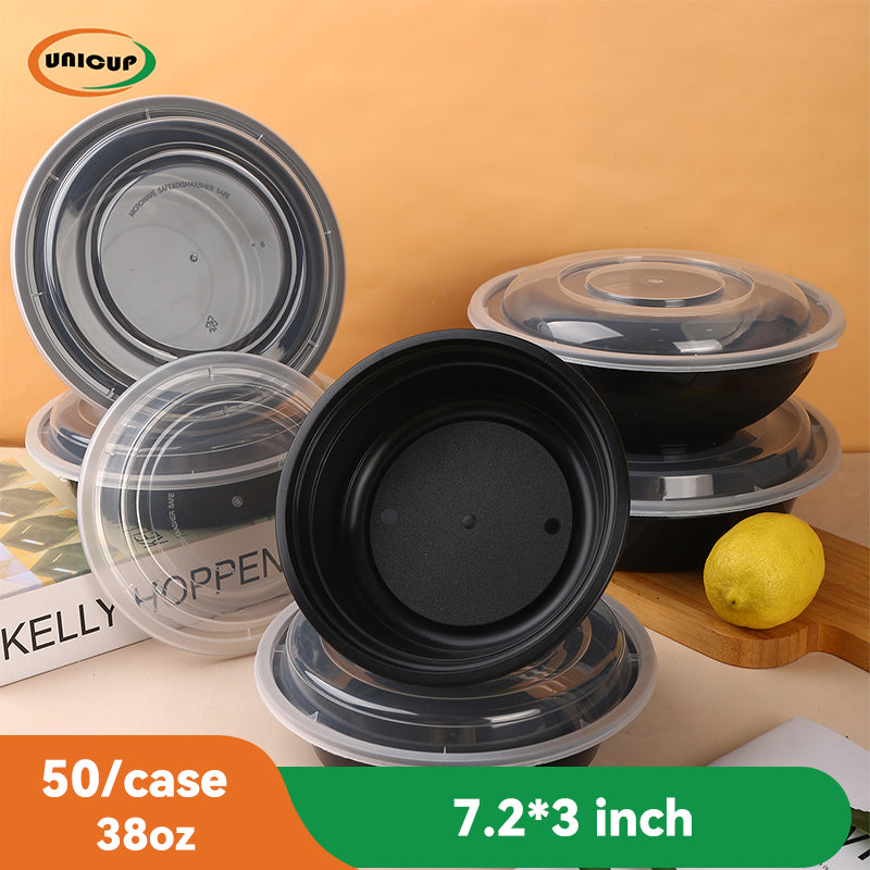 50Pack 38oz Plastic Food Storage Containers with Lids - Reusable Plastic Containers with Lids