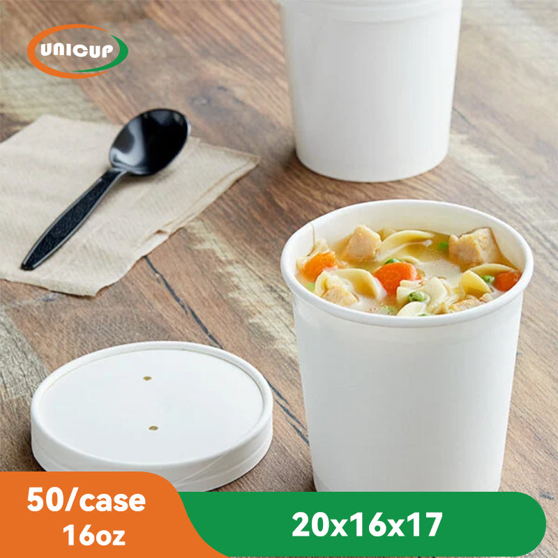 50pack 16oz Paper Soup Containers with Lids, Disposable Kraft Paper Food Cups, Ice Cream Cups, Paper food Storage with Lids