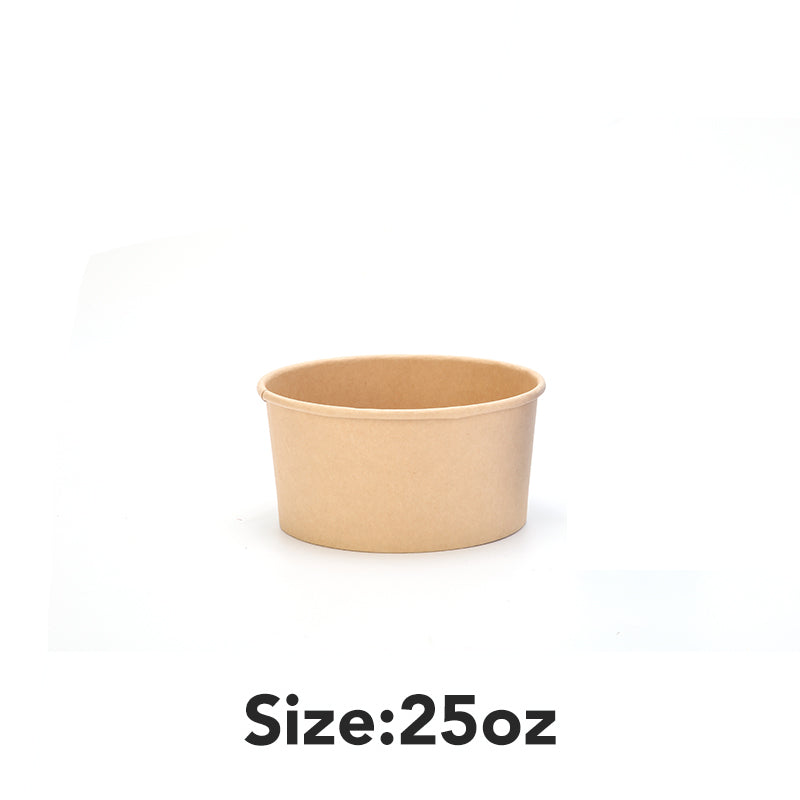 Disposable Soup Bowls, Heavy-Duty Salad Bowls, in Food Grade Kraft Paper Made, Eco-Friendly Durable No Leakage for Dessert Camping Food Party Disposable Serving Bowls