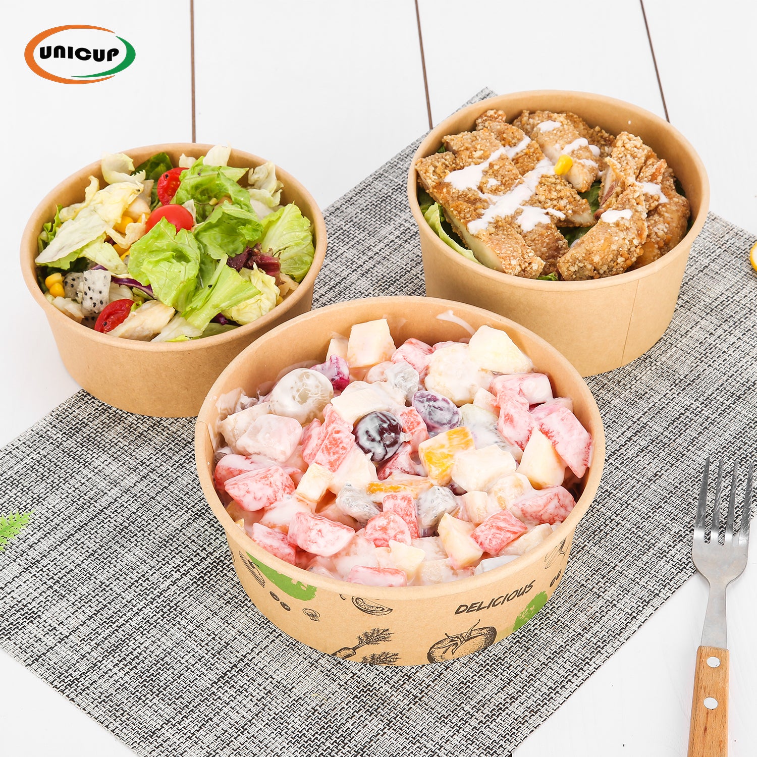 Disposable Soup Bowls, Heavy-Duty Salad Bowls, in Food Grade Kraft Paper Made, Eco-Friendly Durable No Leakage for Dessert Camping Food Party Disposable Serving Bowls