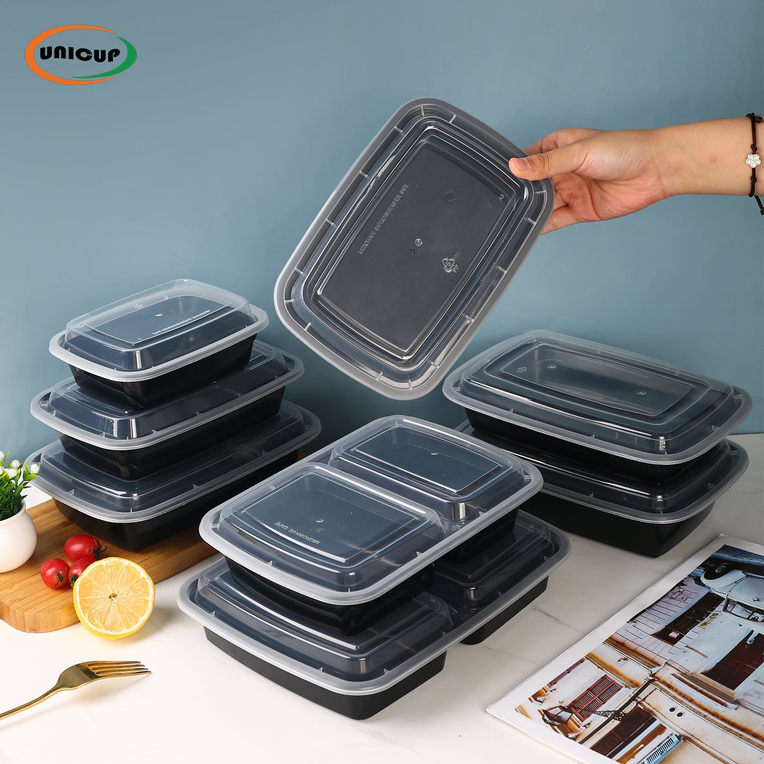 Meal Prep Containers Reusable with Lids, Sturdy Leakproof & Food Safe, Microwave, Freezer, Dishwasher Safe Food Prep Containers, To Go Take Out Plastic Food Storage