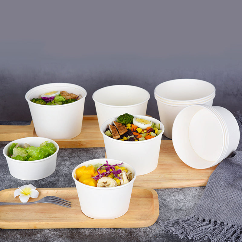 Paper Soup Containers with Lids, Disposable Kraft Paper Food Cups, Ice Cream Cups, Paper food Storage with Lids, Microwavable and Freezer Safe