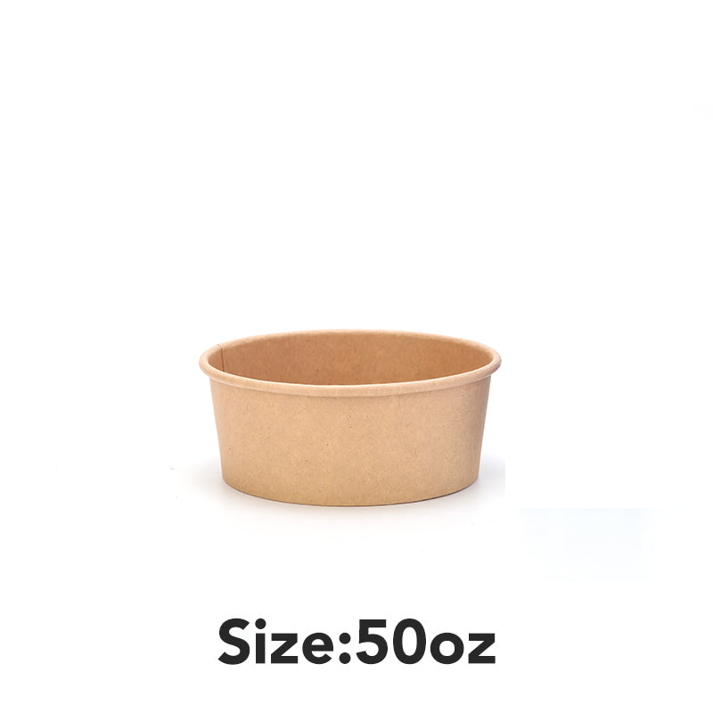 Disposable Soup Bowls, Heavy-Duty Salad Bowls, in Food Grade Kraft Paper Made, Eco-Friendly Durable No Leakage for Dessert Camping Food Party Disposable Serving Bowls