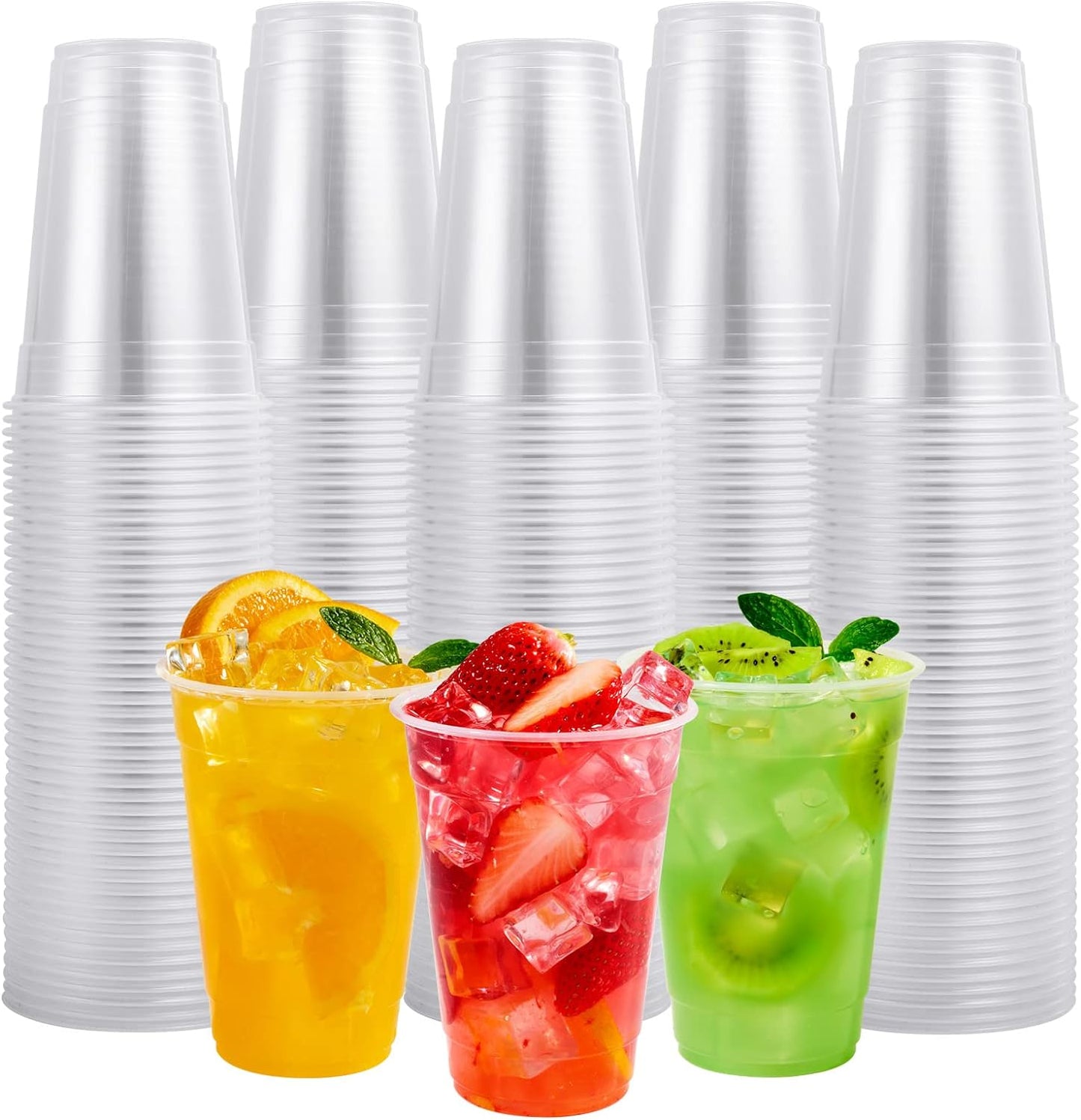 [100 sets] Unicup Clear PET Plastic Cups for Water, Juice, Soda, Ice Coffee,Plus 250ct Paper Straws for FREE!