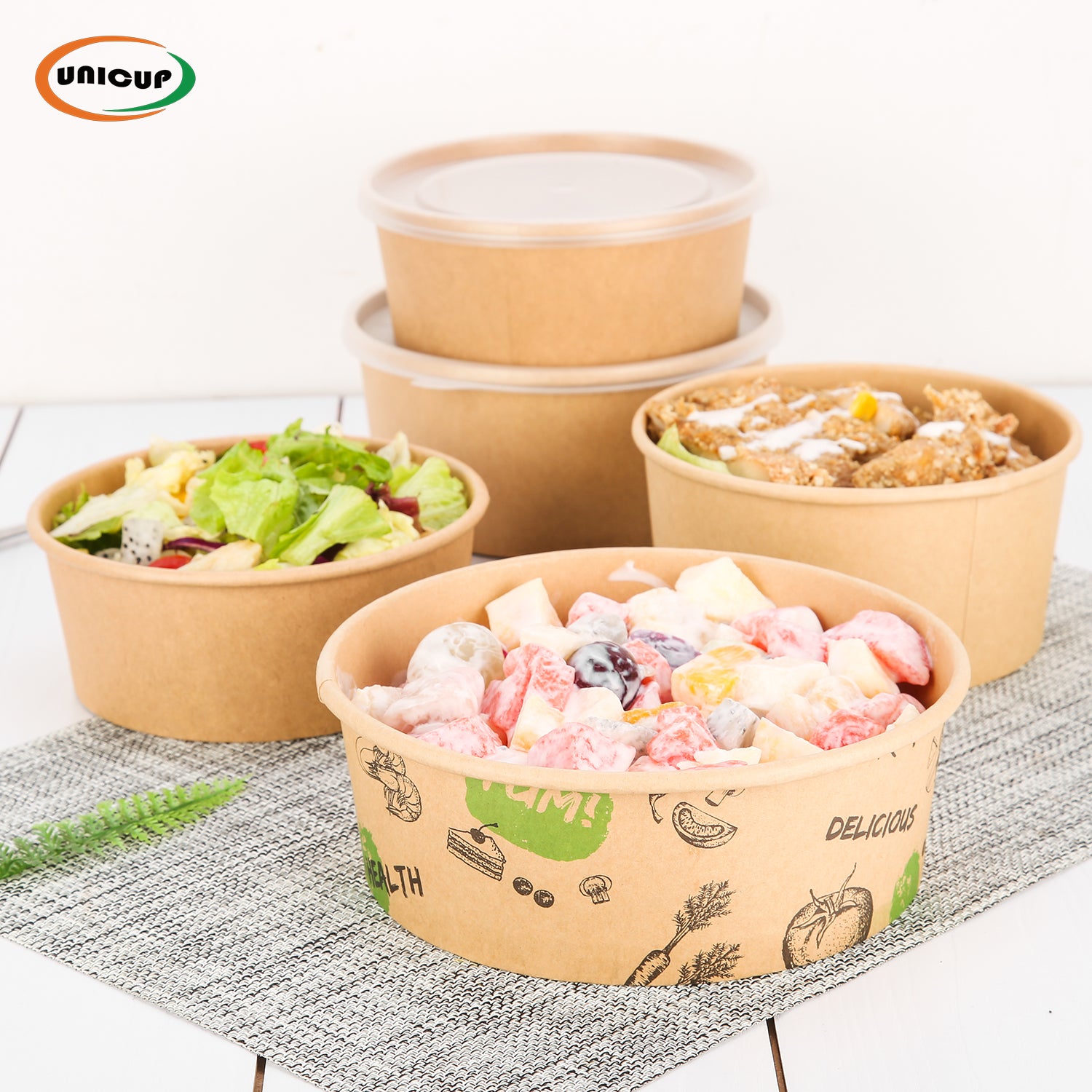 Disposable Soup Bowls, Heavy-Duty Salad Bowls, in Food Grade Kraft Paper Made, Eco-Friendly Durable No Leakage for Dessert Camping Food Party Disposable Serving Bowls