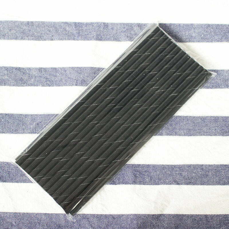 14"*8mm Black Unwrapped Super Long Paper Straw-5000/case