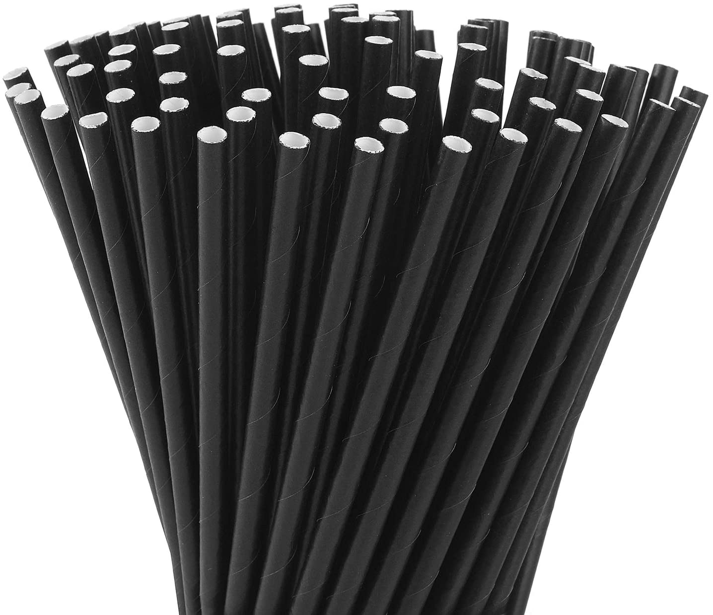 7 3/4" Black Jumbo Unwrapped Paper Straw - 10000/Case